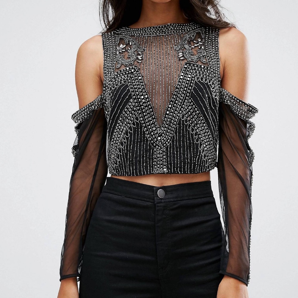 ASOS Embellished Cold Shoulder Top